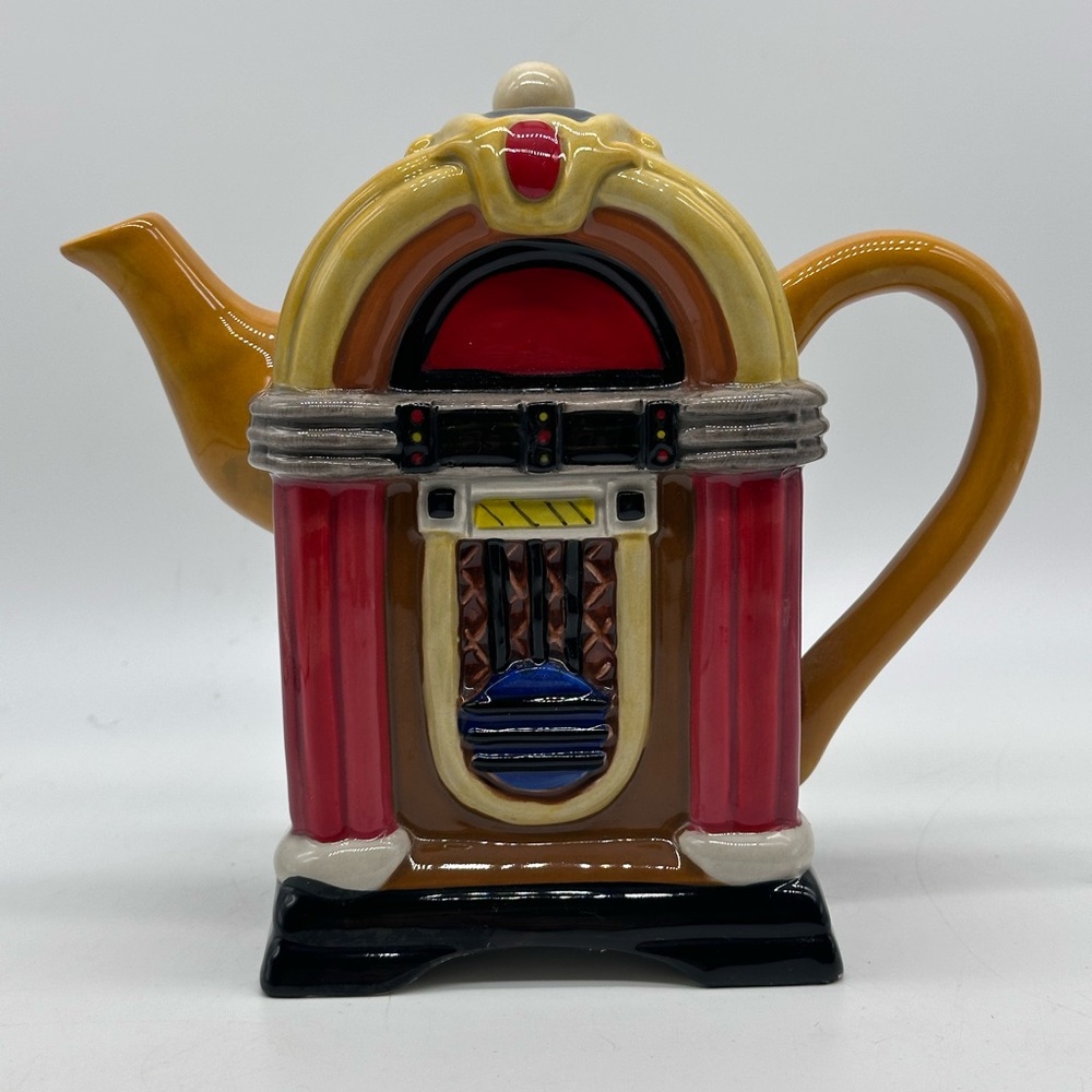 Rare Blue Sky Ceramic Retro Juke Box Teapot